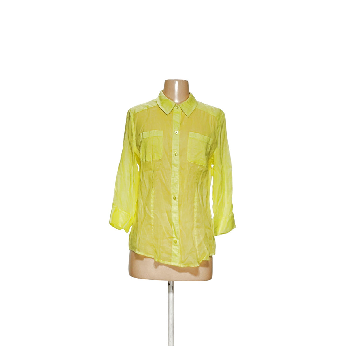 Chico's Yellow Ramie Canvas Button-Up Top