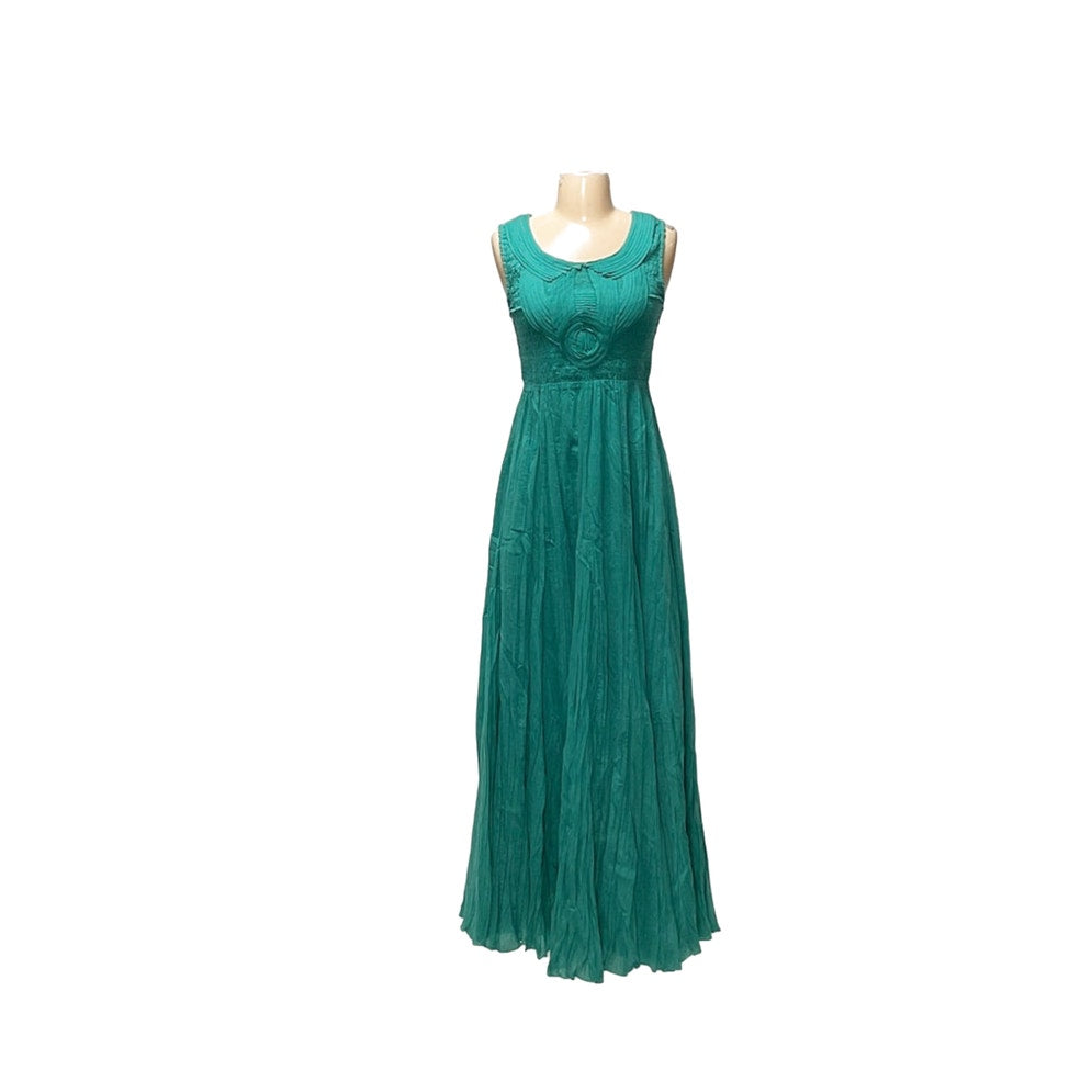 Soft Surroundings XS Green Long Cotton Blouson Dress