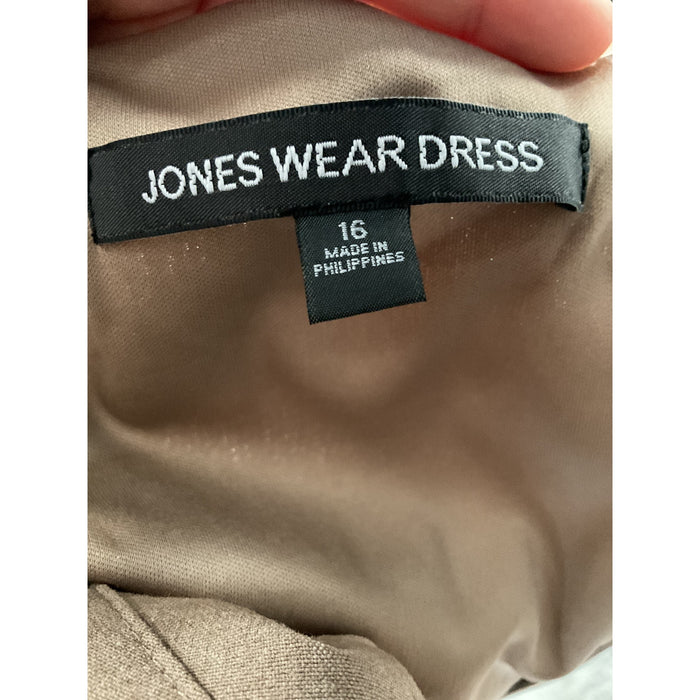 Jones NY Brown A-Line Midi Dress 16 100% Cotton