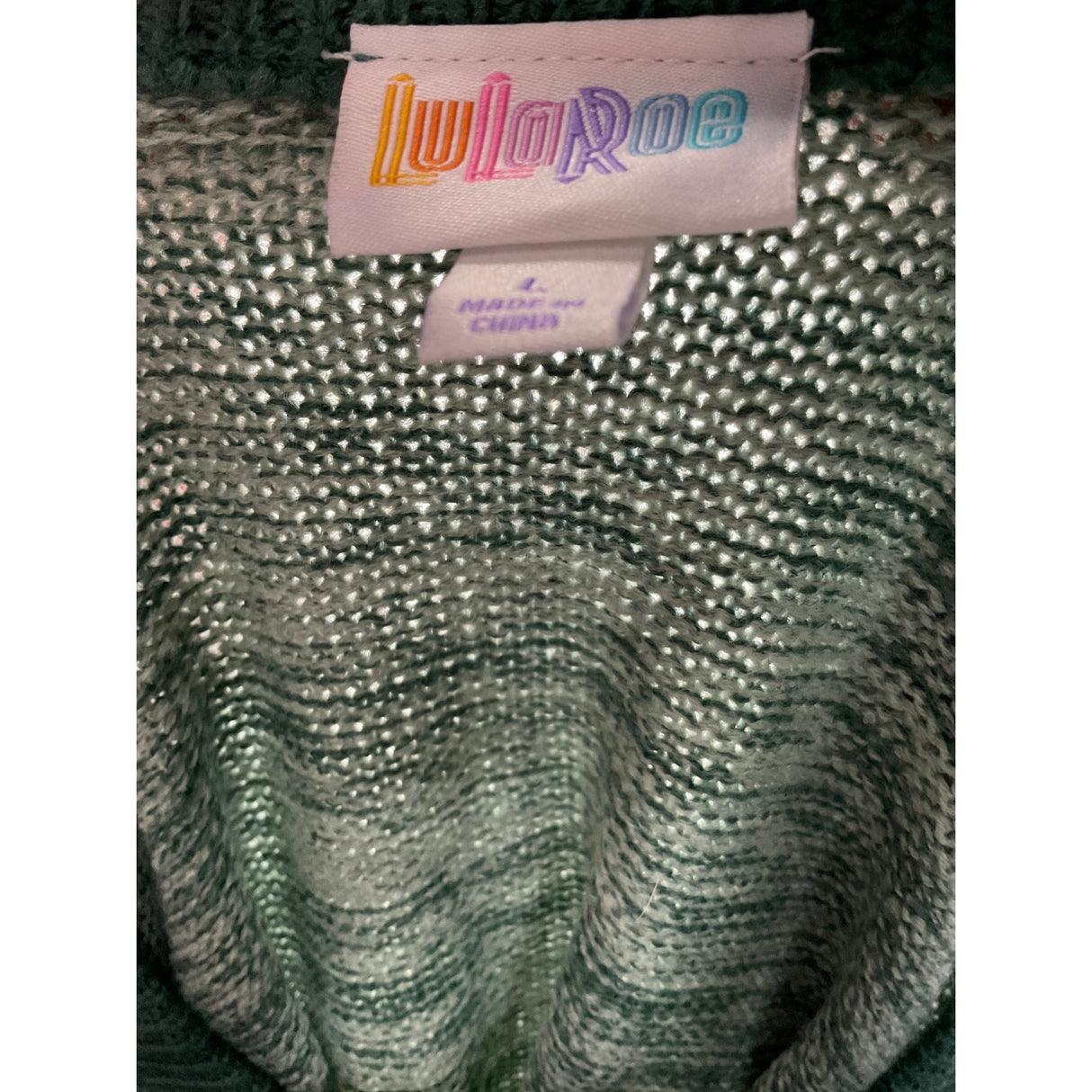 Lularoe Green Crochet Pullover Sweater - Size L