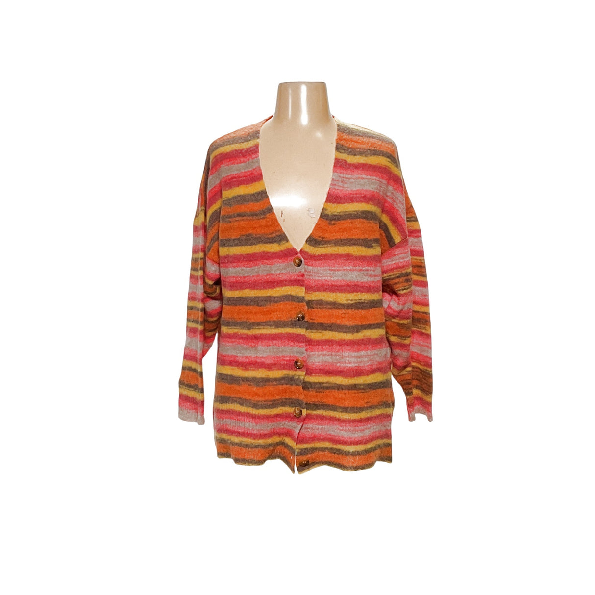 ZARA Pink Striped Knit Cardigan M-L