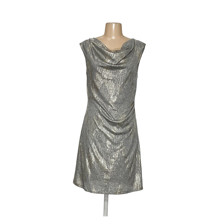 WHBM Silver Shift Dress - Size 8