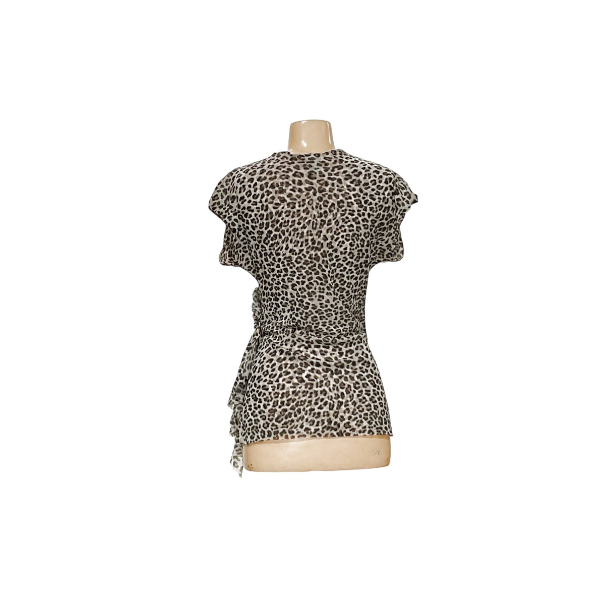 Cache Cream Animal Print Mesh Blouse