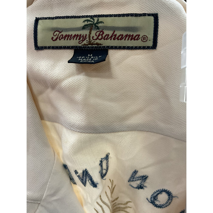 Tommy Bahama Cream Silk Short Sleeve Button-Up Shirt