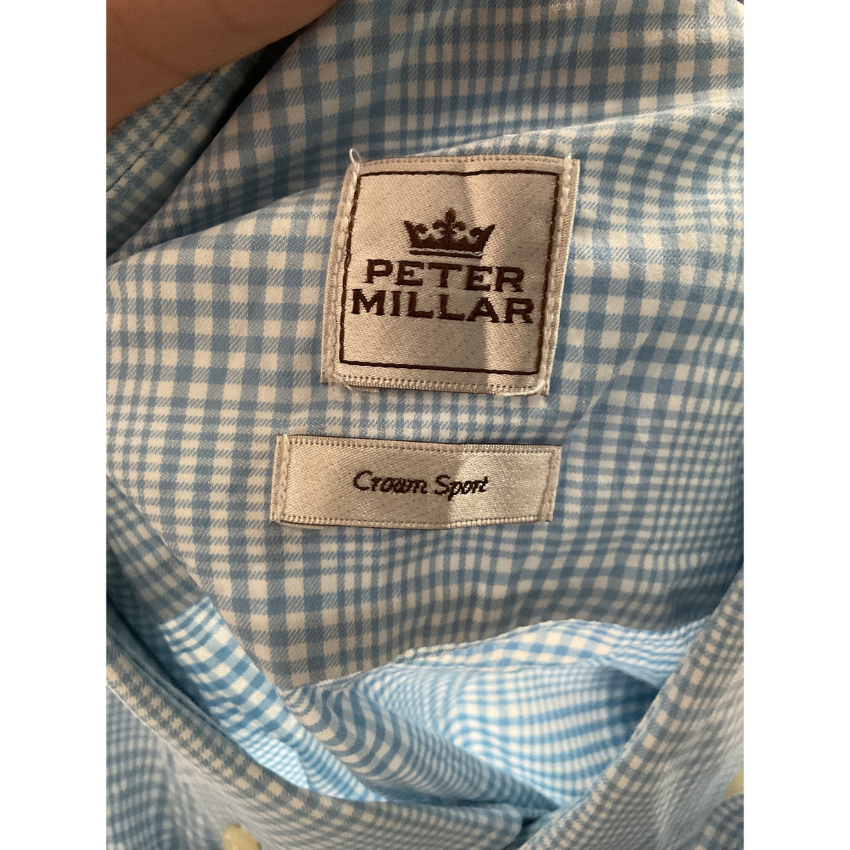 Peter Millar Men's Blue Dress Shirt - Size L