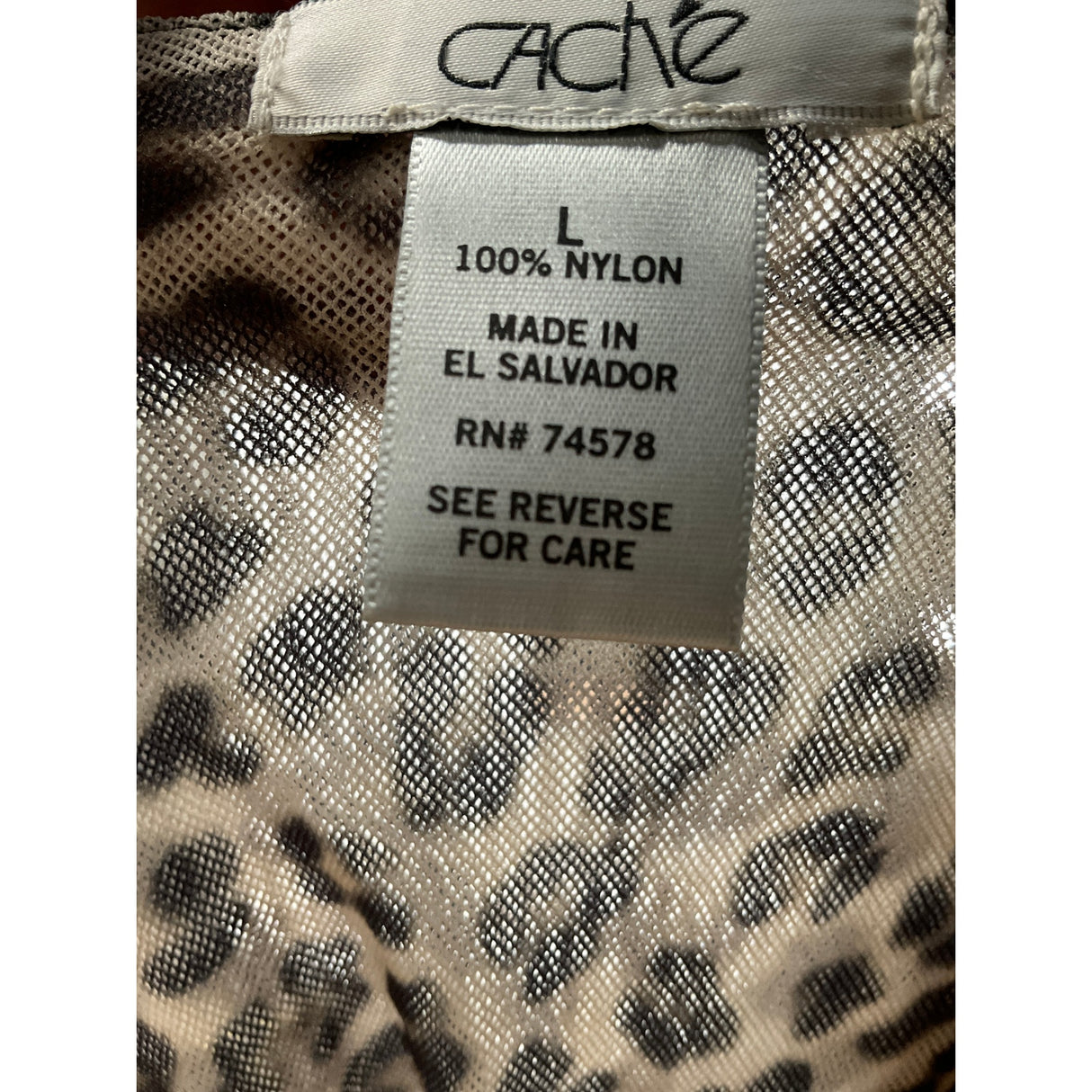 Cache Cream Animal Print Mesh Blouse