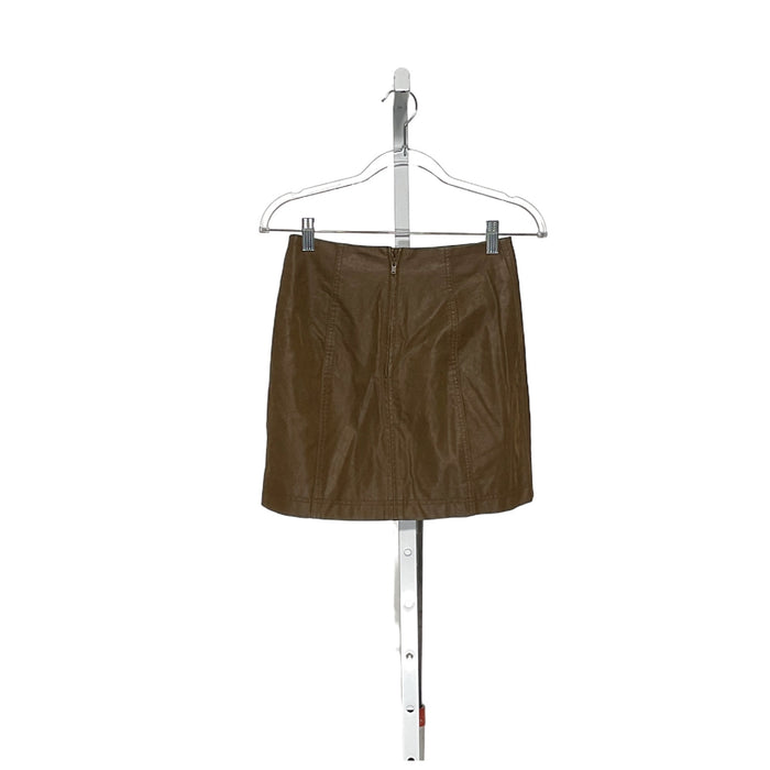 Free People Mini Leather Skirt, Brown, Size 0