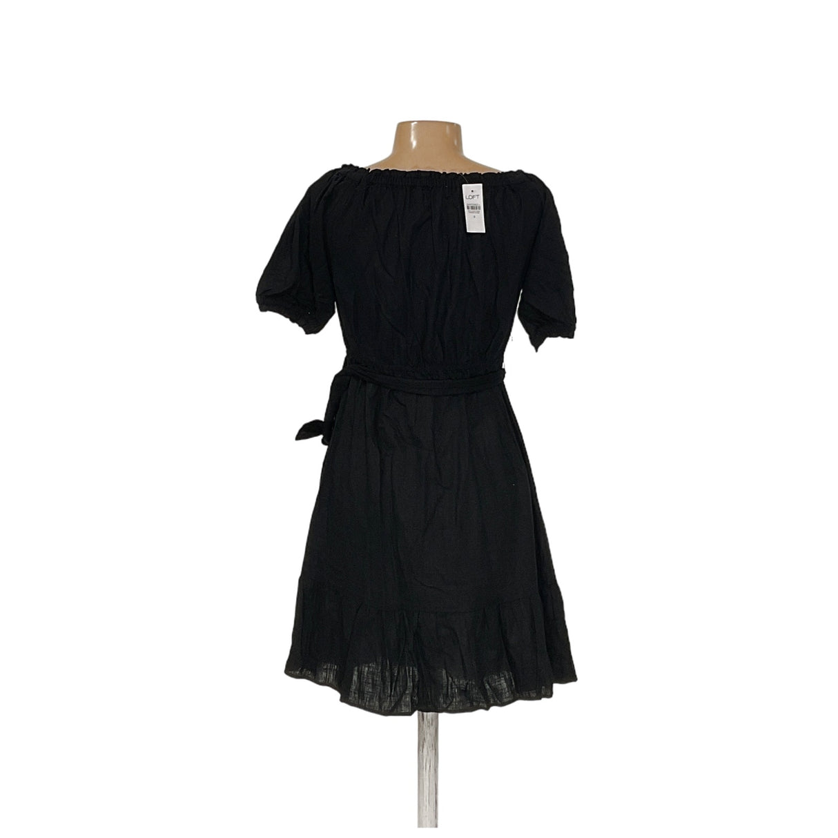 LOFT Black Midi Blouson Dress - Size S