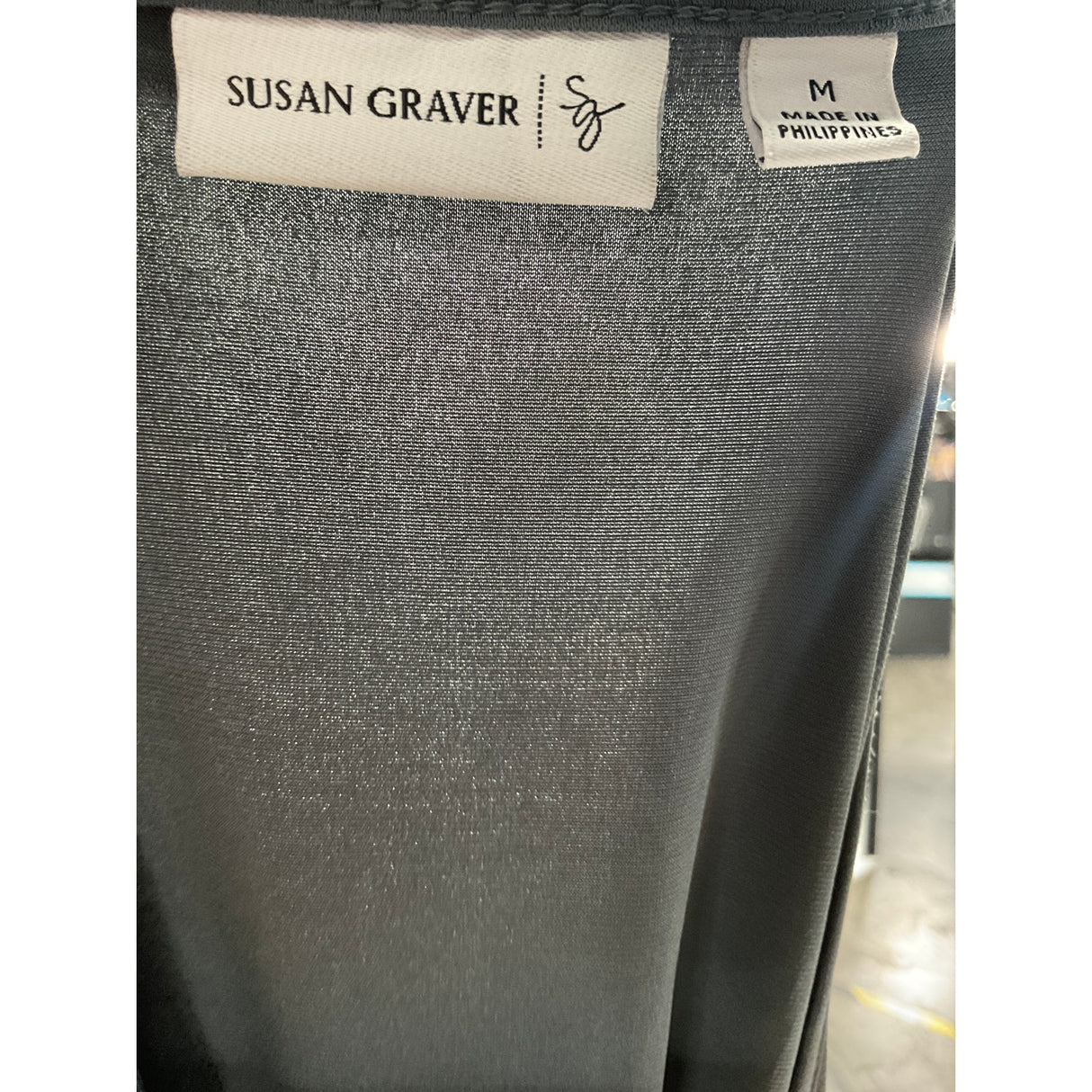 Susan Graver Gray Polyester Blouse, Size M