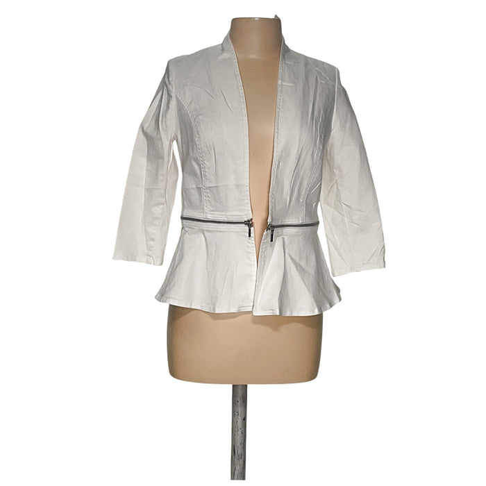 Chico's Women's White Cotton Jacket - Size 0