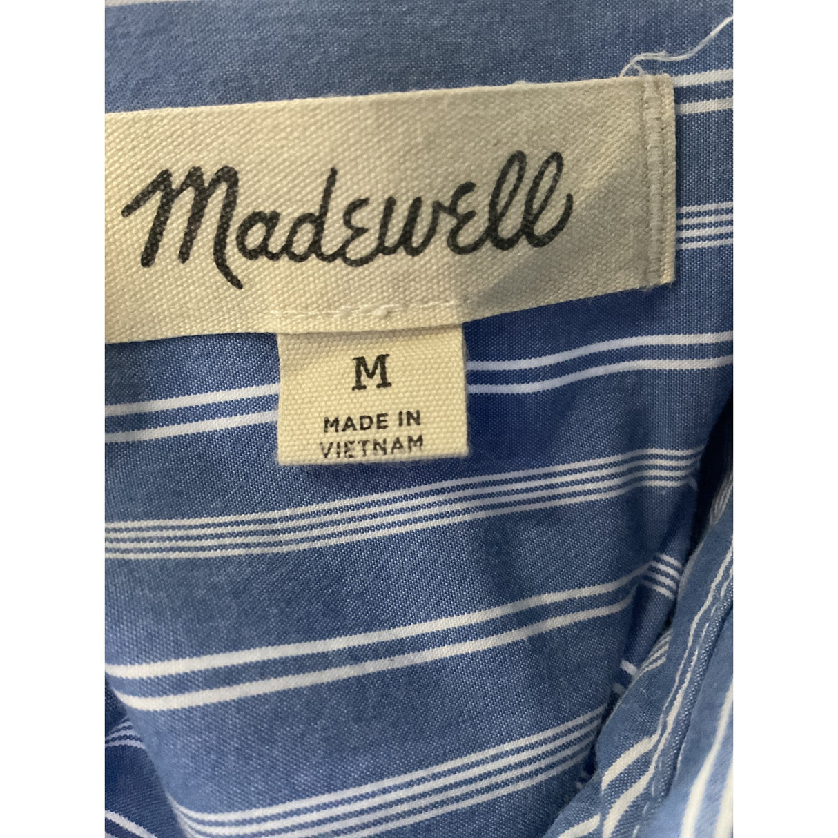 Madewell Men's Blue Striped Dress Shirt