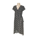 LOFT Black Floral Wrap Dress, Size 6P