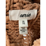 Aerie Brown Crochet Henley Sweater