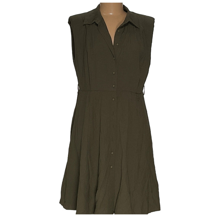 Calvin Klein Green A-Line Midi Dress, Size 12