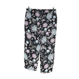 LOFT Black Floral Crop Pants, Size M