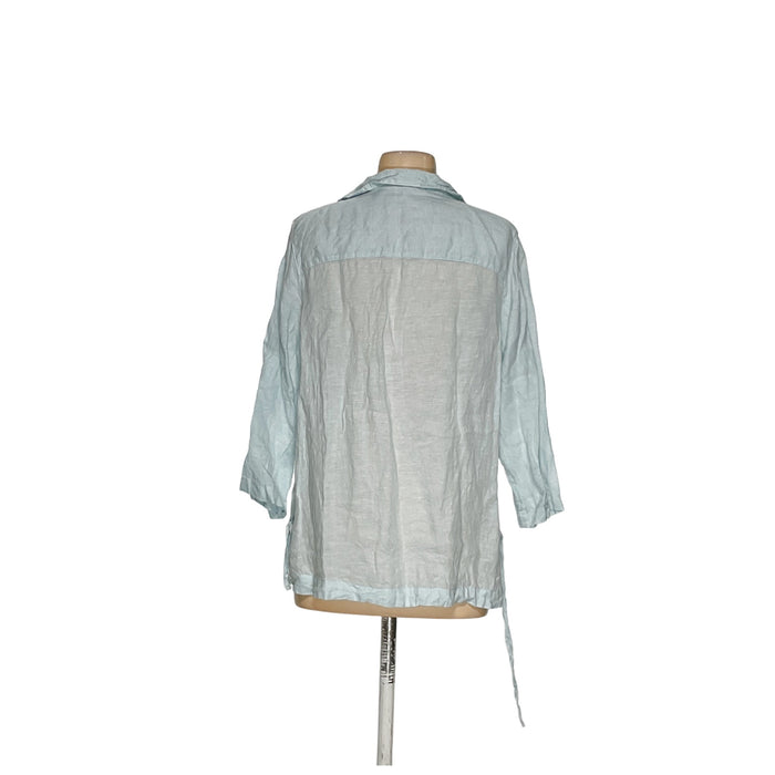 Isaac Mizrahi Blue Linen Blouse, Size M