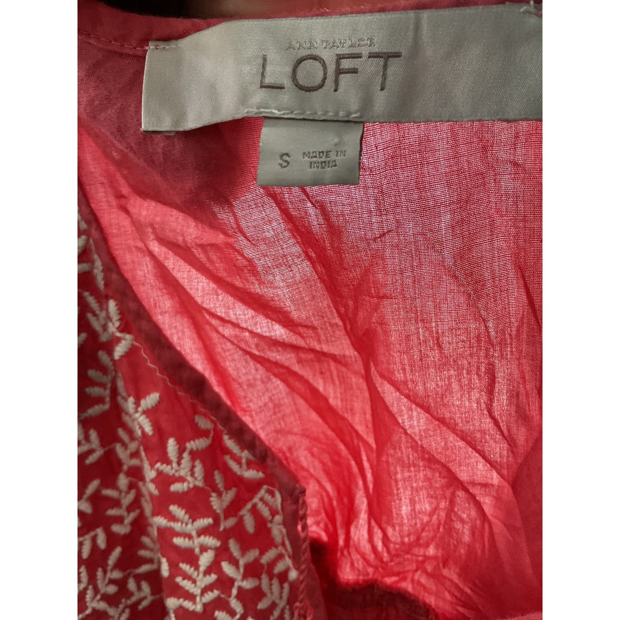 LOFT Red Cotton Shift Dress