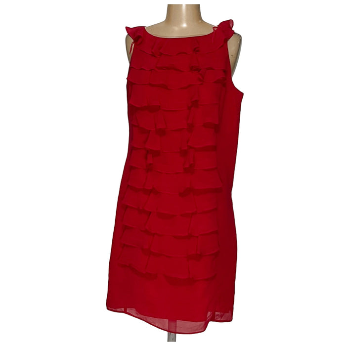 Red Adrianna Papell Shift Midi Dress - Size 8