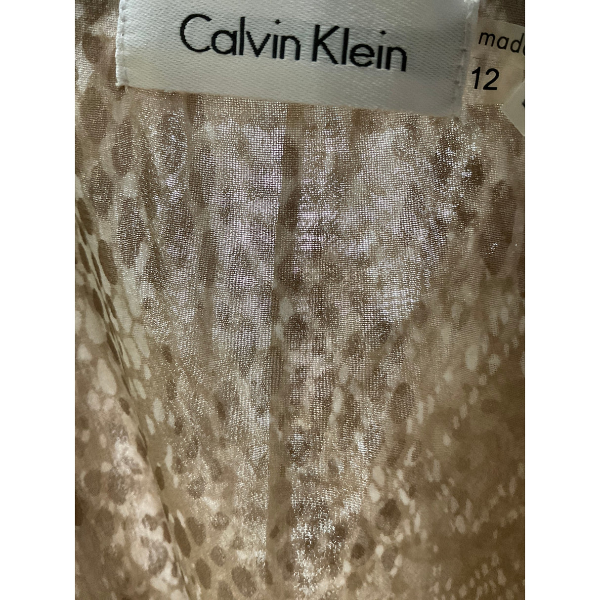 Calvin Klein Beige Chiffon Blouson Dress