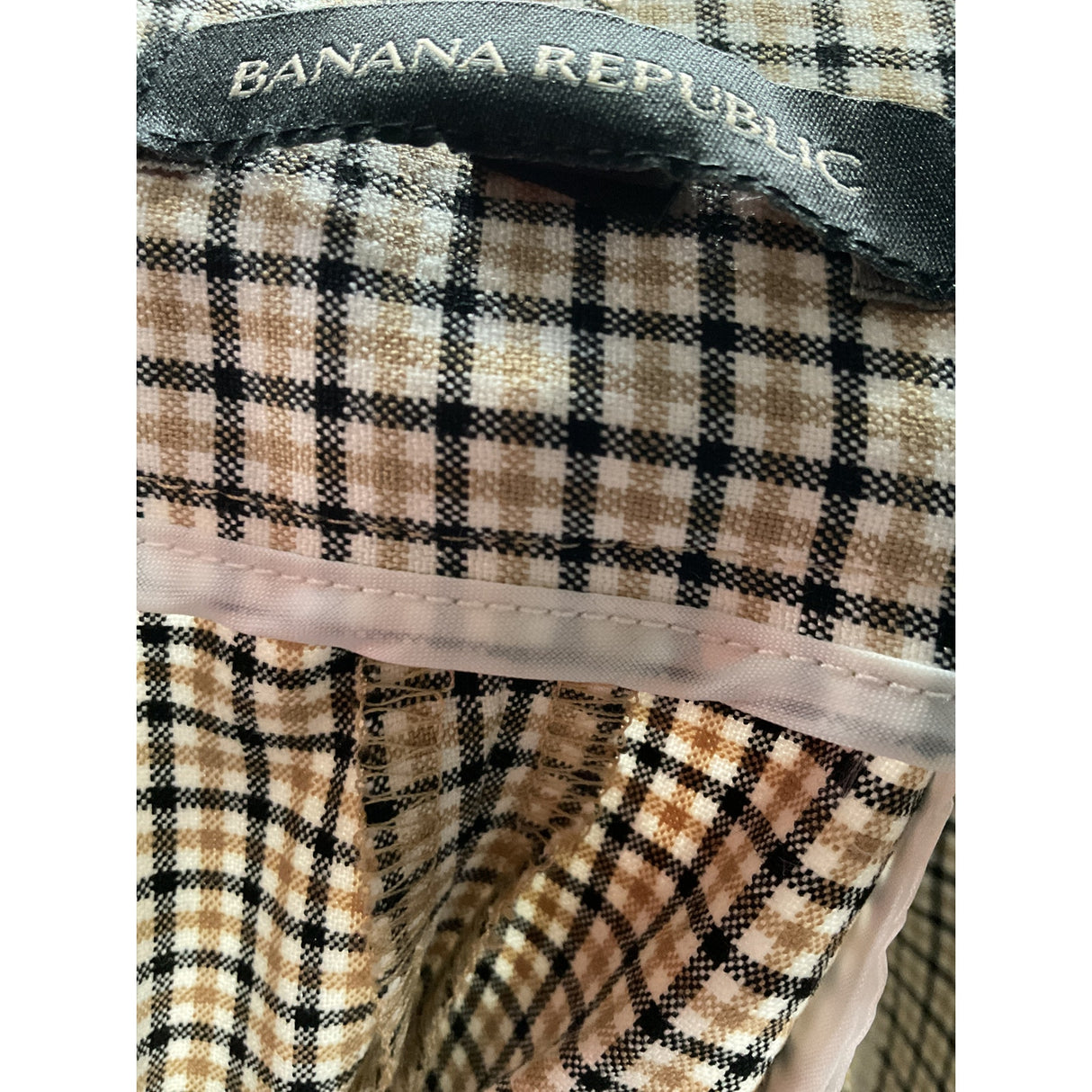 Banana Republic Beige Plaid Straight Pants