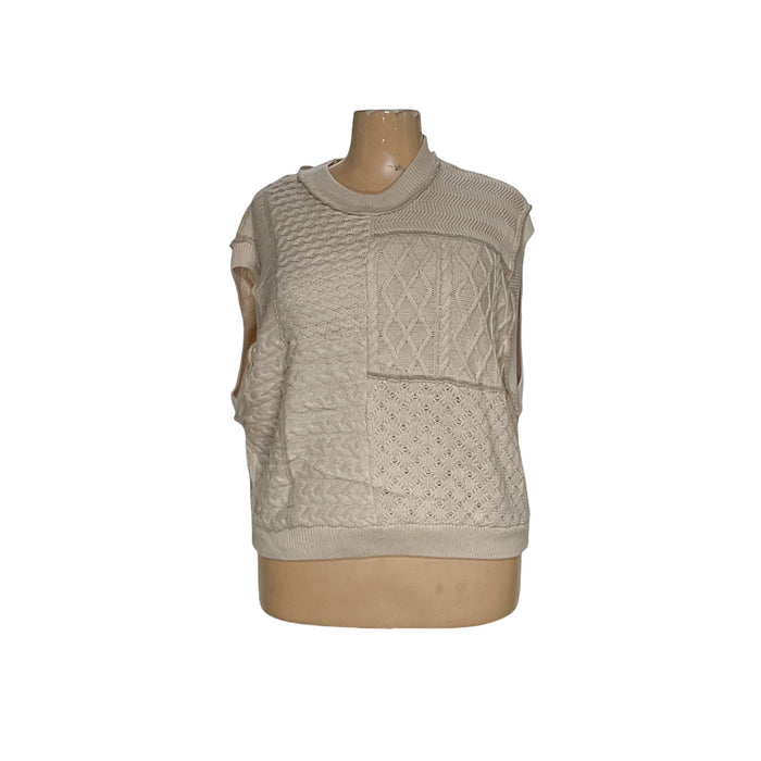 Free People Cream Cotton Vest Sweater Size L