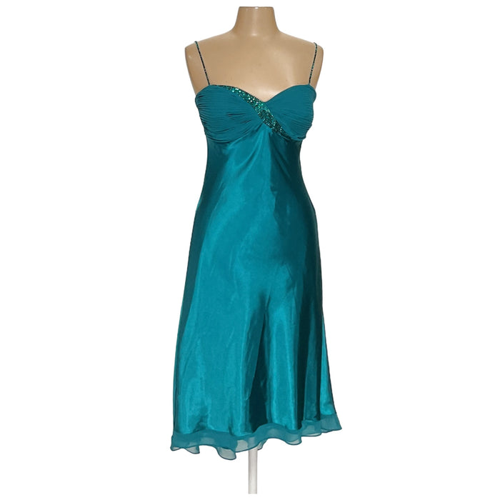 Cache Green A-Line Midi Dress - Size 8