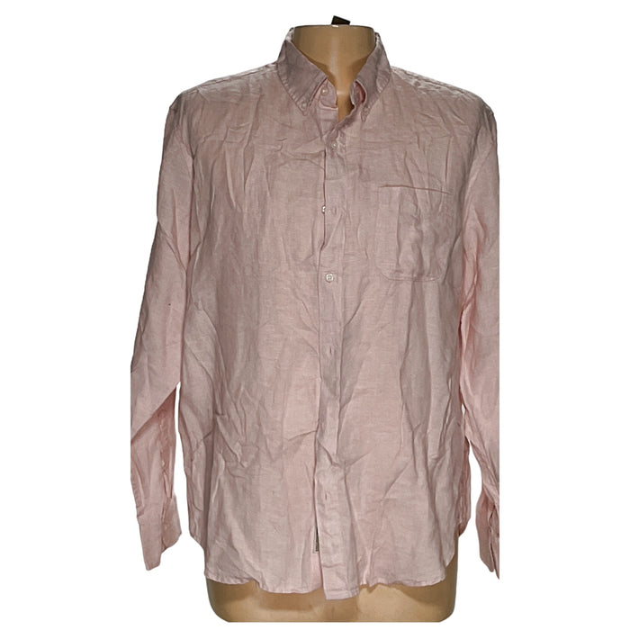 J.Crew Pink Linen Long Sleeve Button-Up Shirt XL