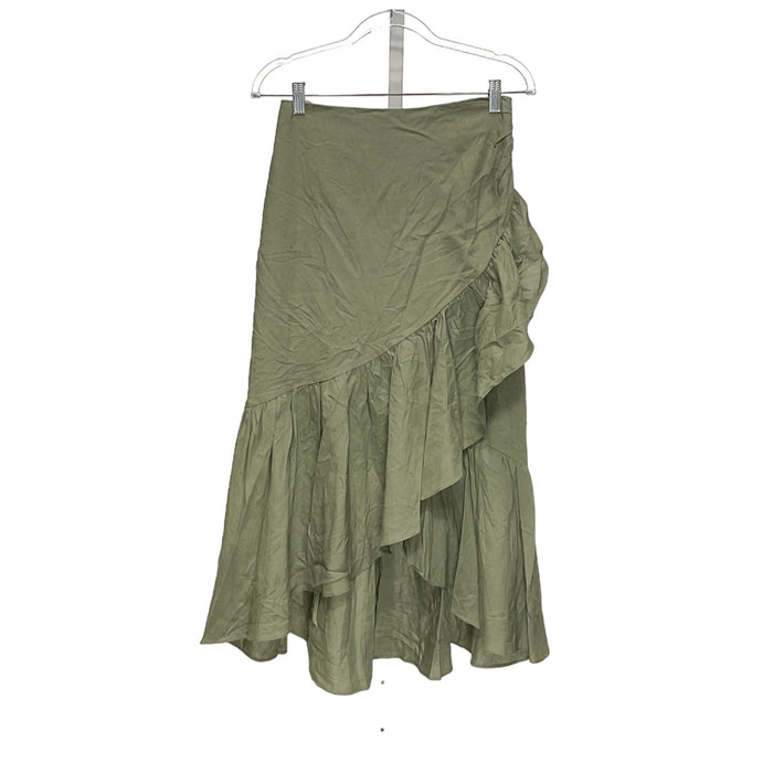 Mustard Seed Green A-Line Midi Skirt