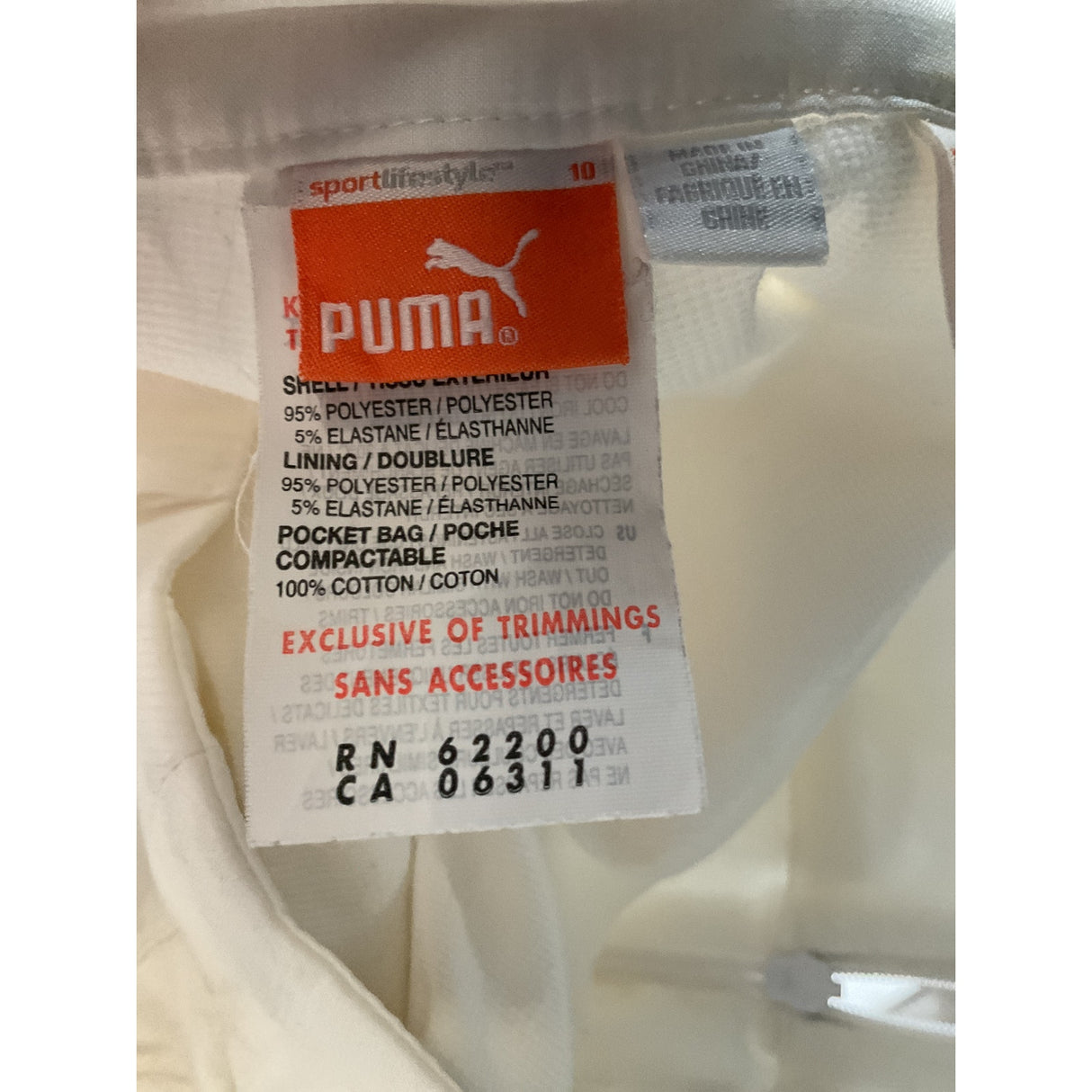 Puma White Skort, Size 10