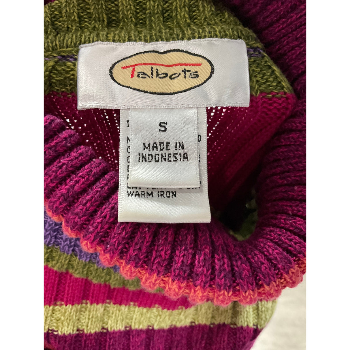 Talbots Pink Striped Cotton Sweater - Size S