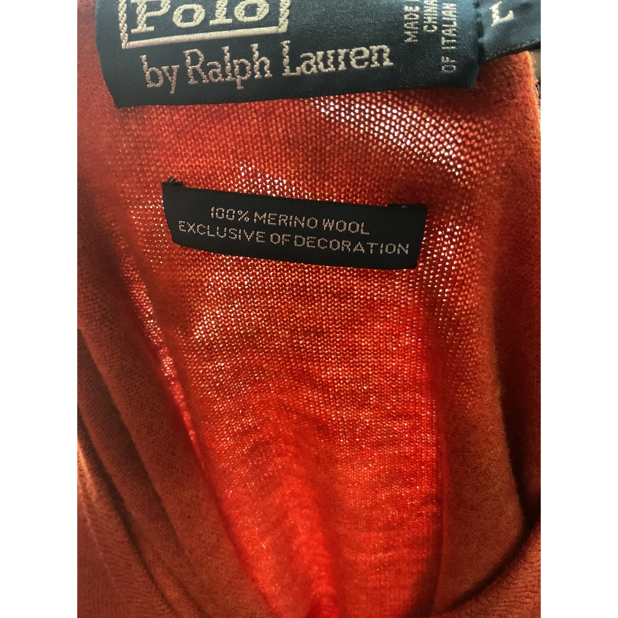 Polo Ralph Lauren Orange Wool Sweater - Men's L