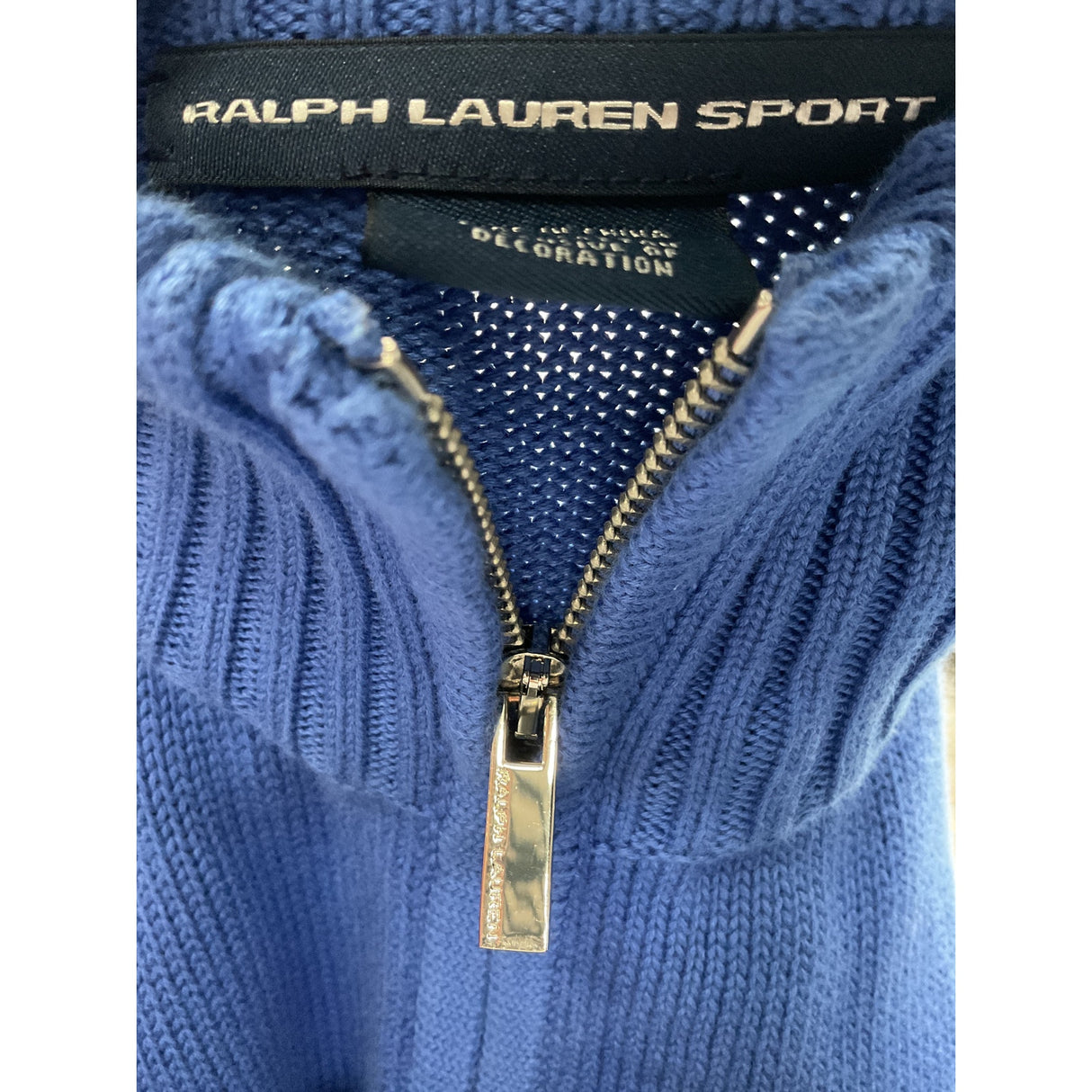 Ralph Lauren Blue Cotton Zip Sweater - Women's M