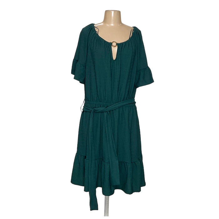 Michael Kors Green Blouson Midi Dress - Size L