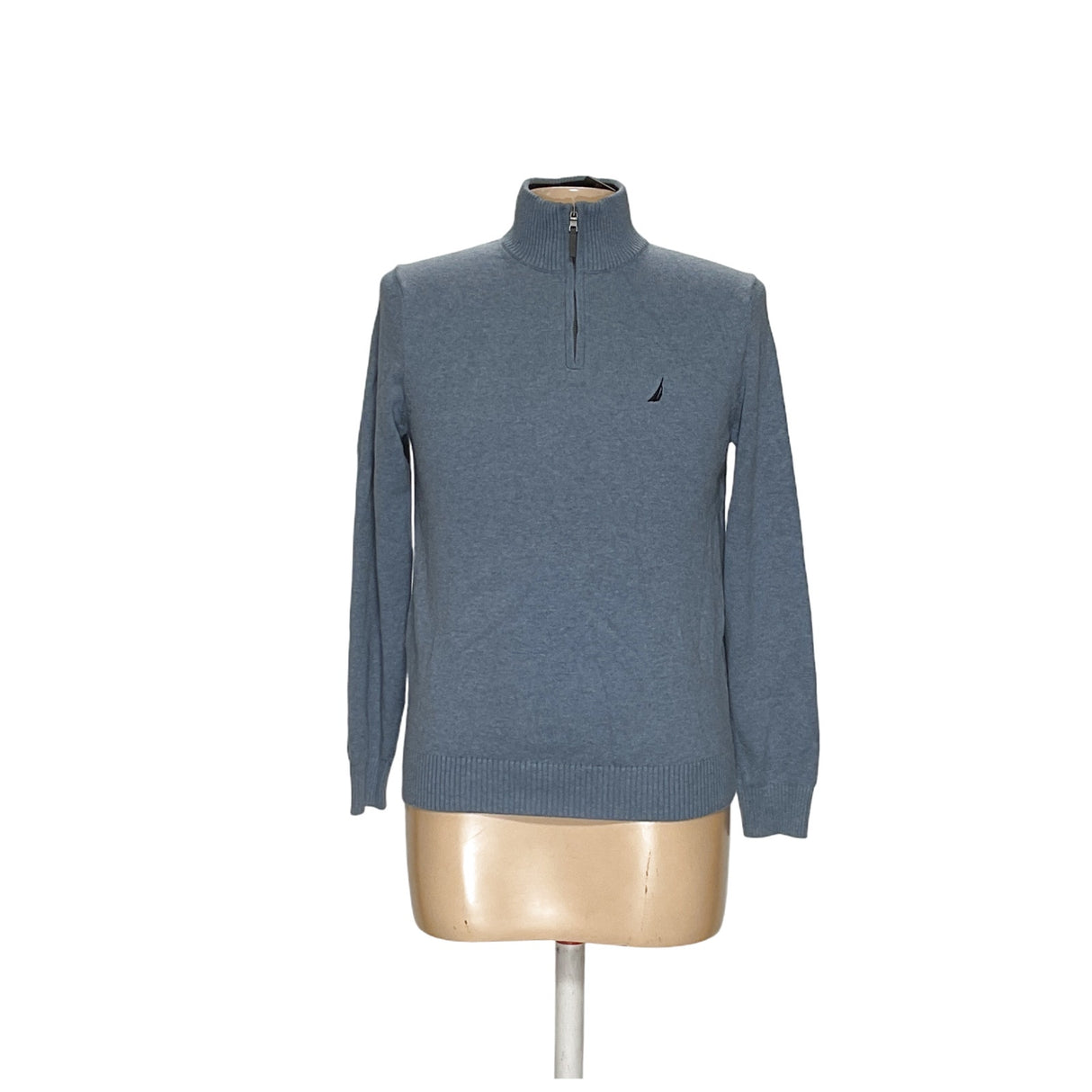 NAUTICA Blue Henley Sweatshirt - Men's M