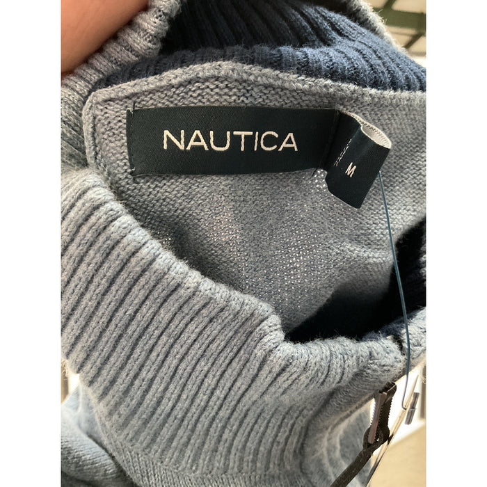 NAUTICA Blue Henley Sweatshirt - Men's M