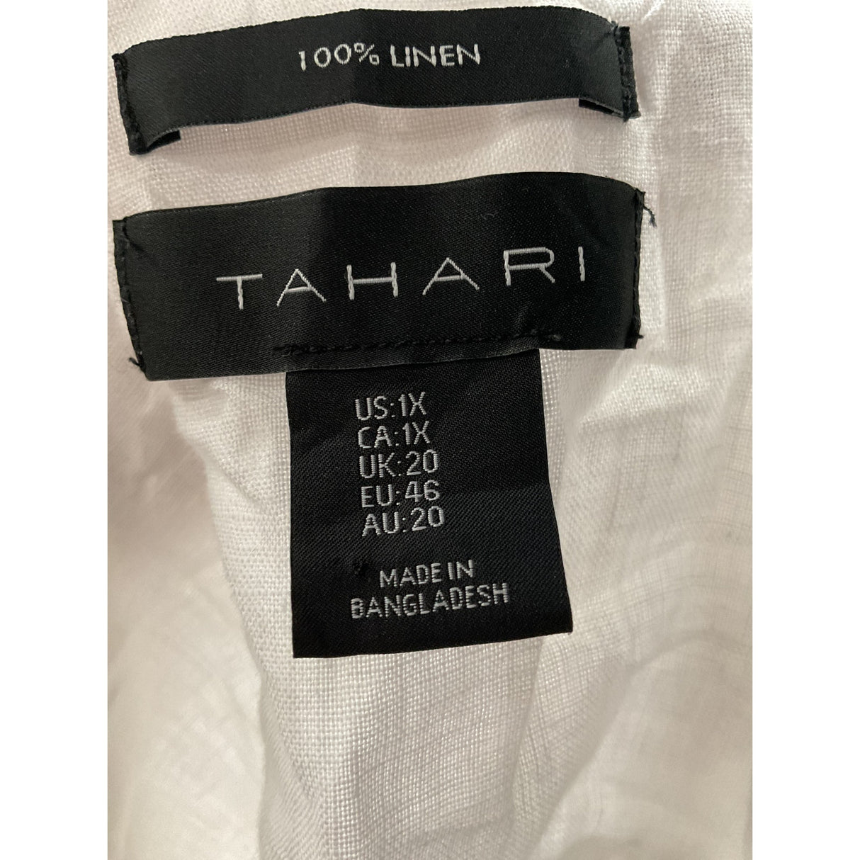 Tahari White Linen Button-Up Top 1X