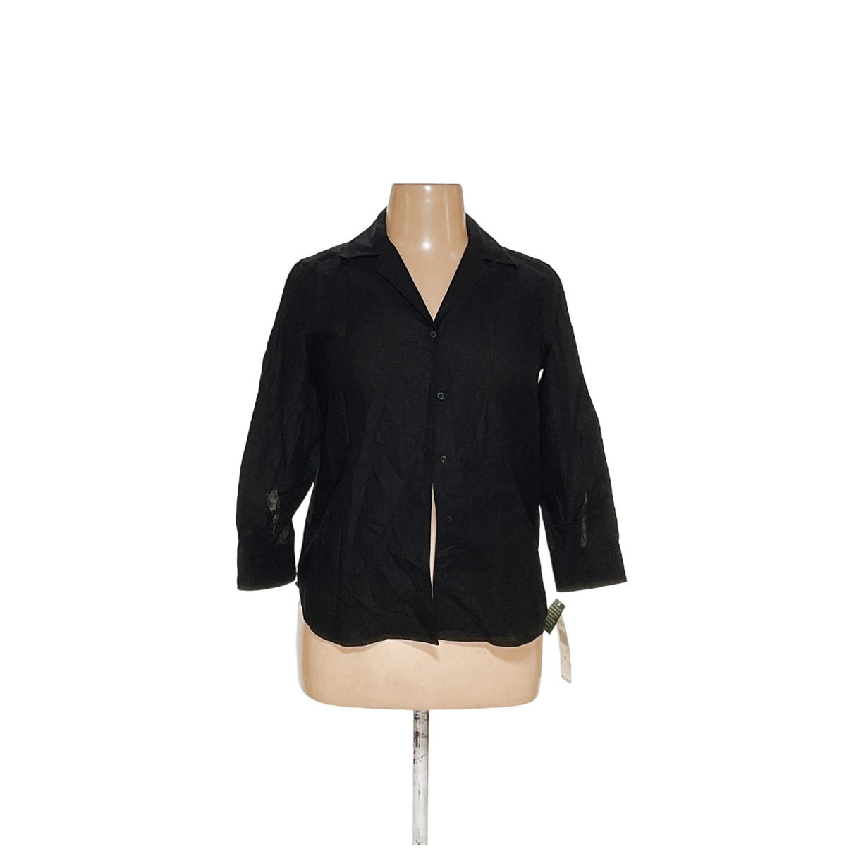 Lauren Ralph Lauren Black Button-Up Top, Size M