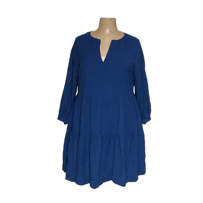 Calvin Klein Blue Linen A-Line Dress