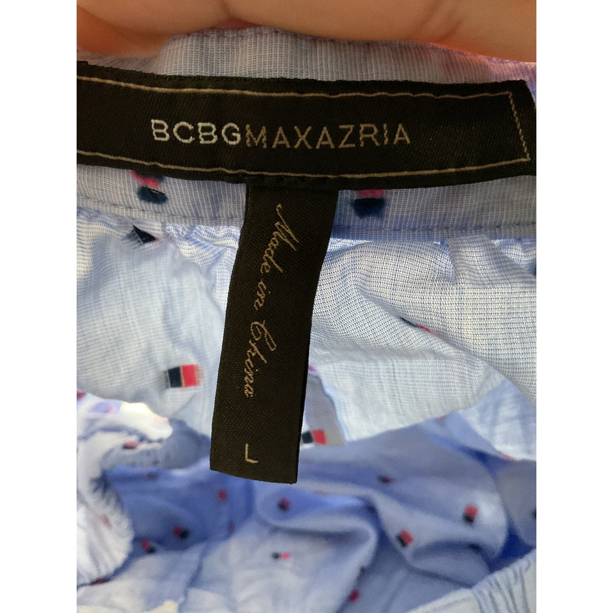 BCBGMAXAZRIA Blue Cotton Blouse Women's L Regular