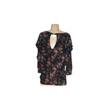 Free People Black Floral Mesh Blouse