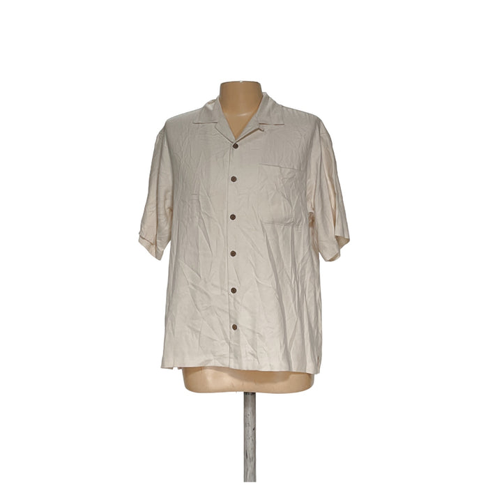 Tommy Bahama Cream Silk Short Sleeve Button-Up Shirt