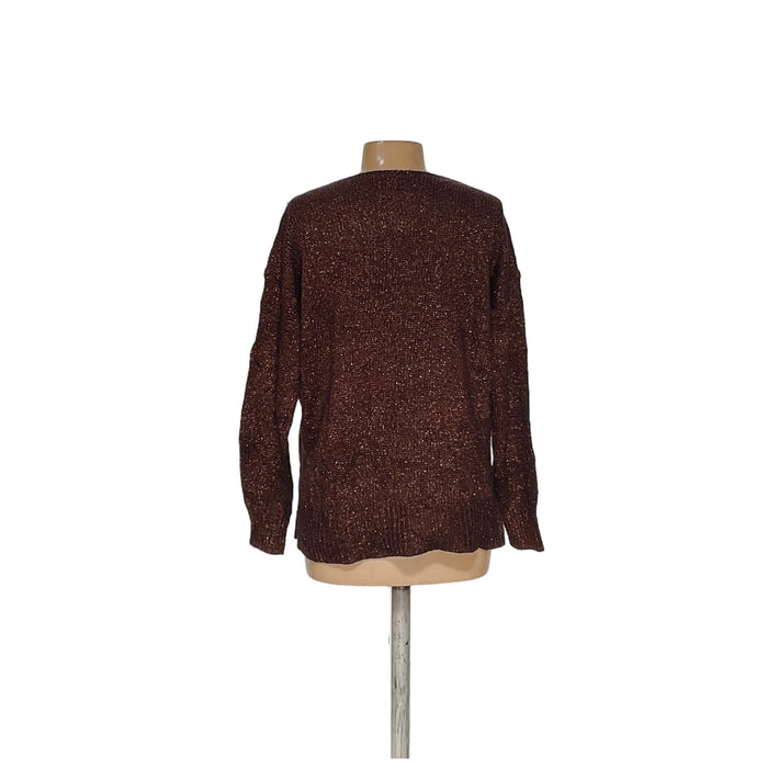 LOFT Brown Acrylic Pullover Sweater