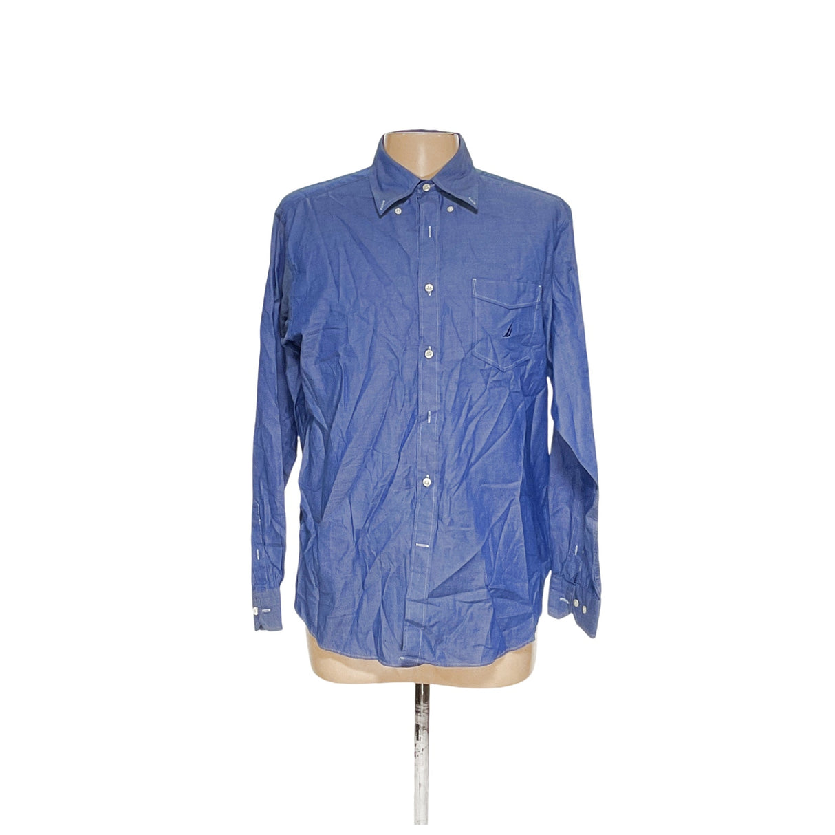 Nautica Blue Cotton Dress Shirt - Men's L