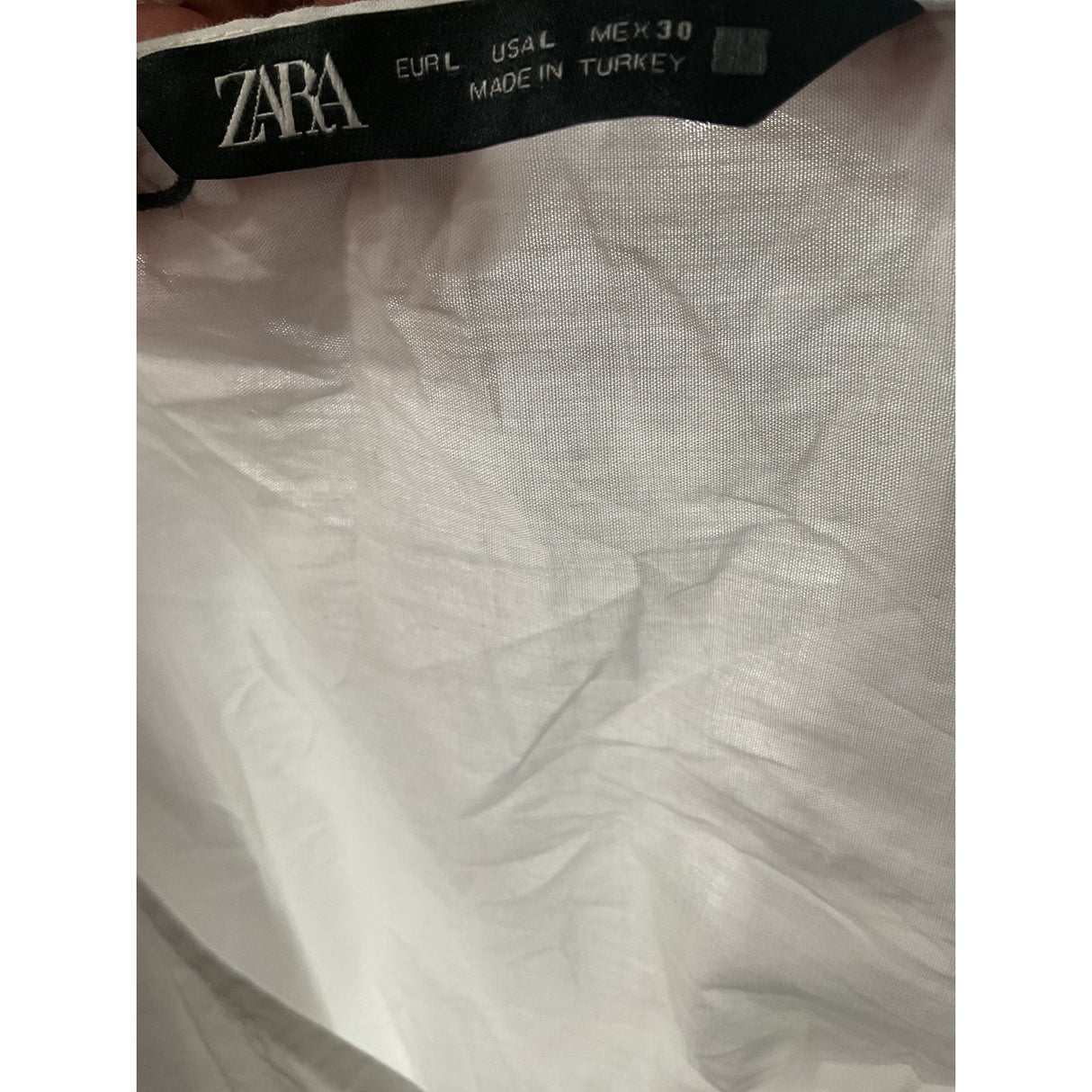 ZARA White Cotton Blouse - Women's L