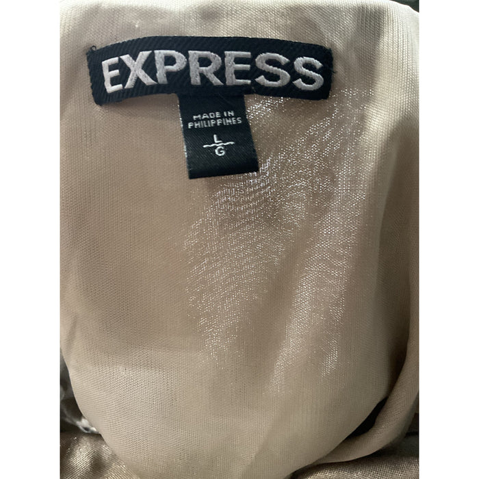 Express Brown A-Line Midi Dress, Size L