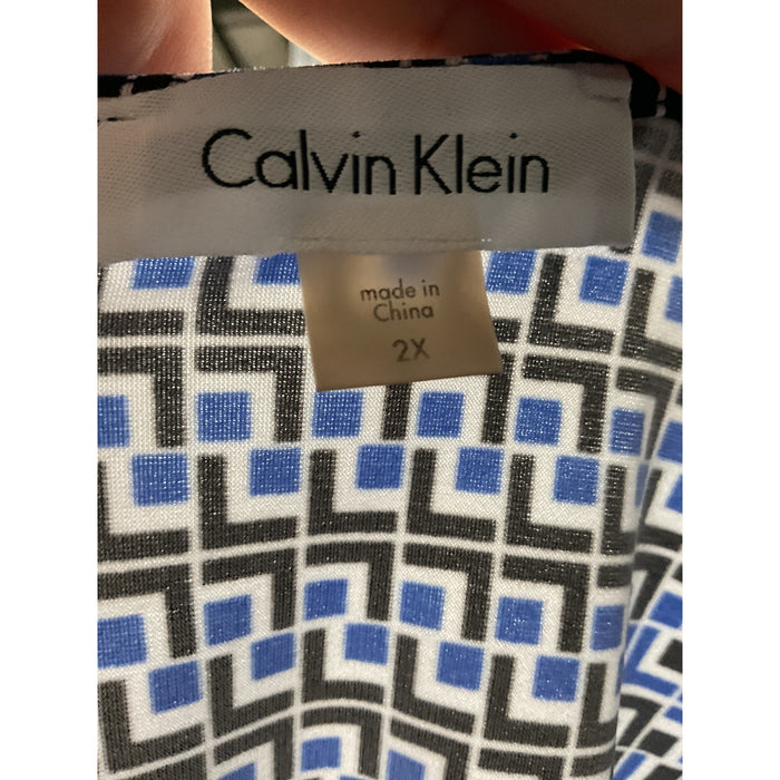 Calvin Klein Women's Blue 100% Cotton Blouse - Size 2X