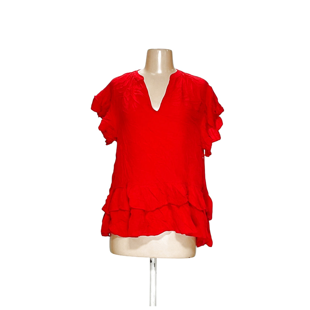 ZARA Red Viscose Blouse XS