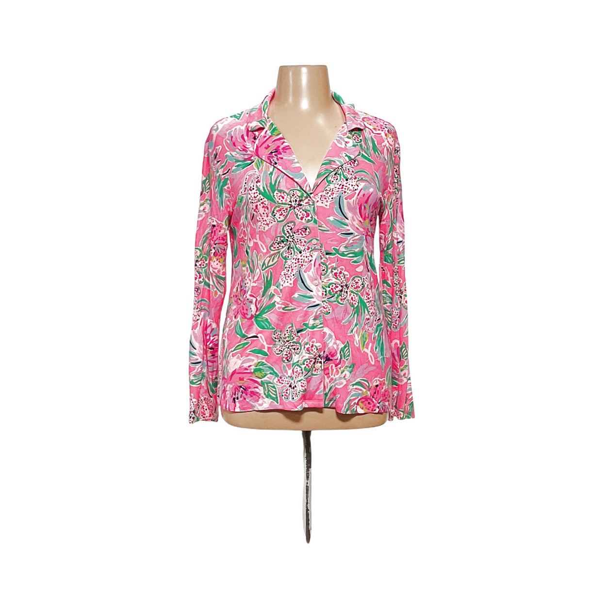 Lilly Pulitzer Pink Floral Button-Up Top XL