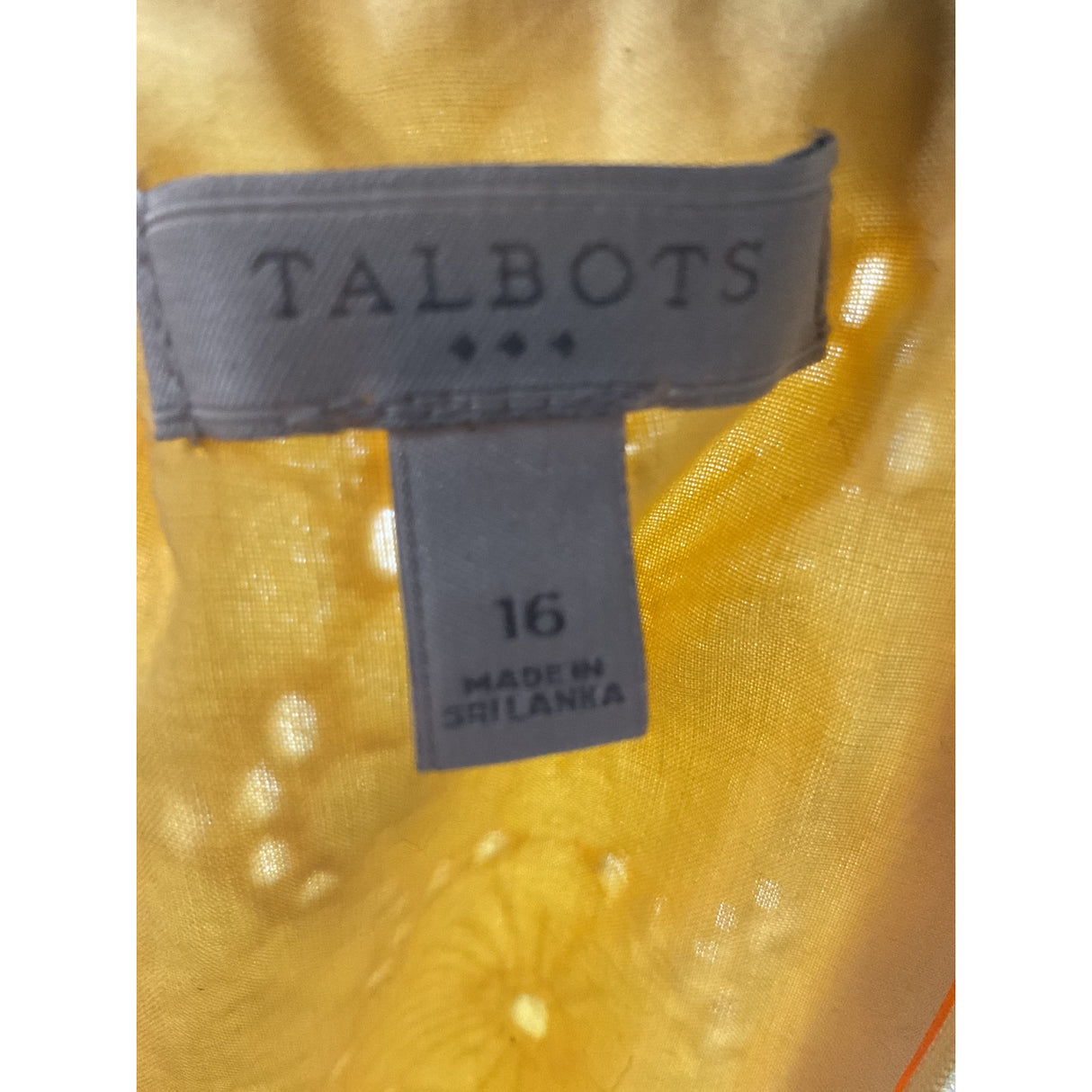 Talbots Yellow Shift Dress, Size 16