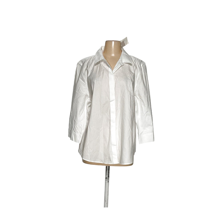 Chico's 100% Cotton White Button-Up Top, Size 3